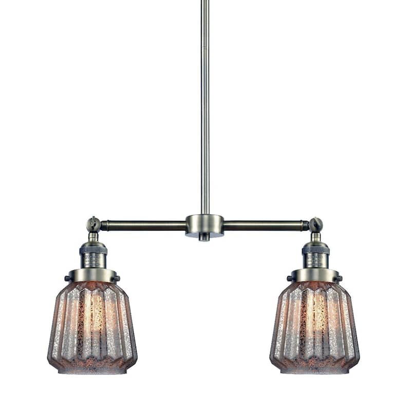 Innovations Lighting Chatham 2 Light 21" Wide Linear Chandelier - Antique Brass / Mercury Plated