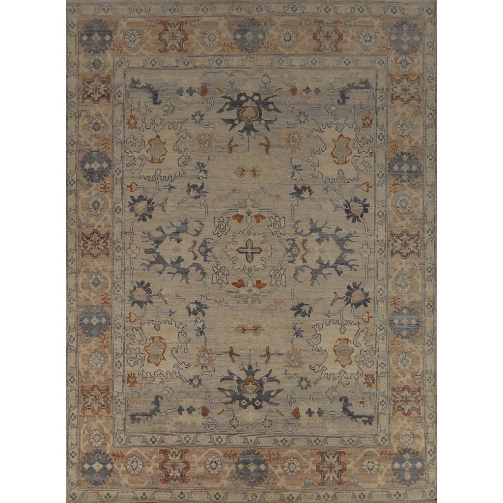 Vegetable Dye Oushak Turkish Area Rug Handmade Oriental Wool Carpet - 8'2" x 10'0"