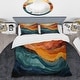 preview thumbnail 2 of 5, Designart "Coral Teal Bold Mountains Landscape" Coral Traditional - Bedding Set With Shams