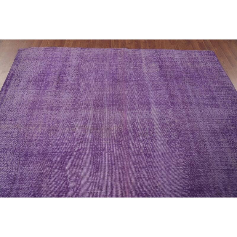 Over-Dyed Purple Anatolian Turkish Vintage Rug Handmade Wool Carpet - 6'10" x 10'0"