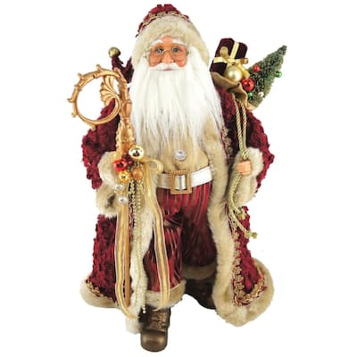 18.5" Aristocrat Santa Christmas Figure with Sack of Gifts Staff