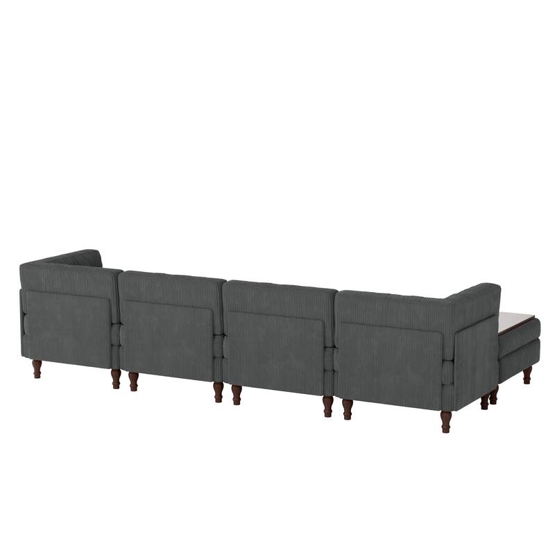 Oversized Modular Sectional Corduroy Fabric Tufted Sofa