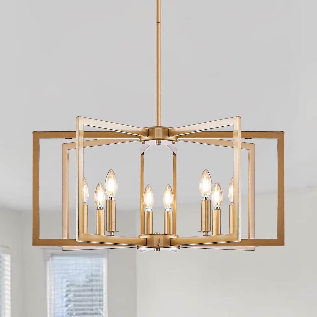27" 8-Light Gold Geometric Chandelier - Industrial - Living Kitchen