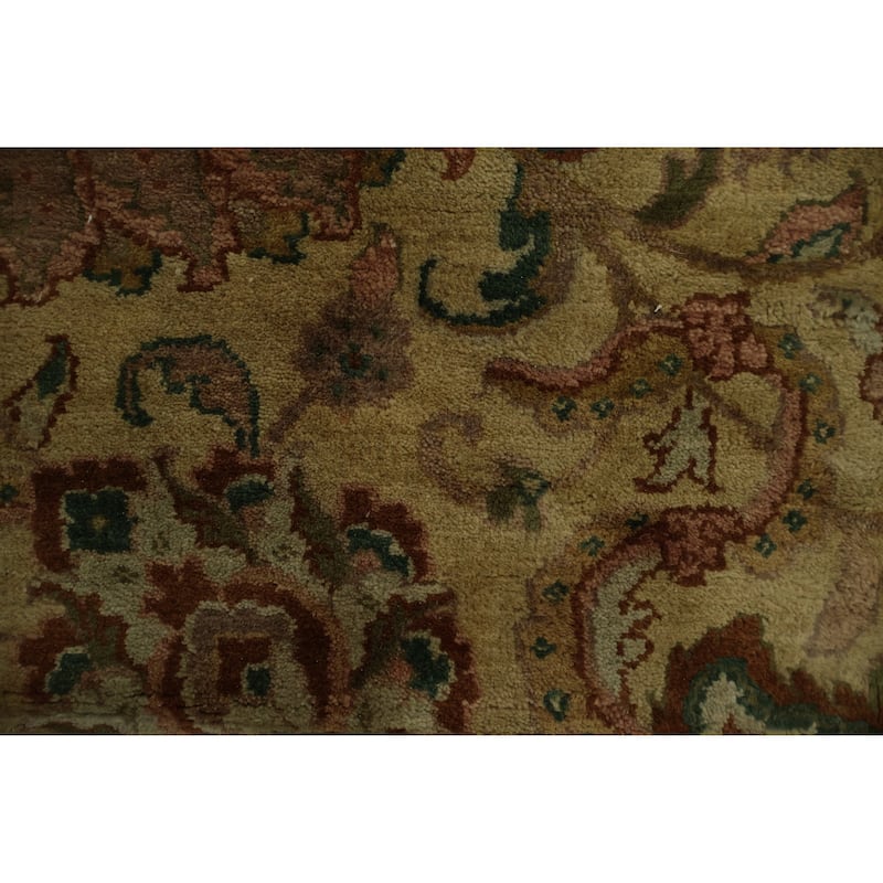 Hand Knotted Oriental 100% Wool Carpet Traditional Floral Yellow & Gold Agra Area Rug - 10' 0'' X 7' 10''
