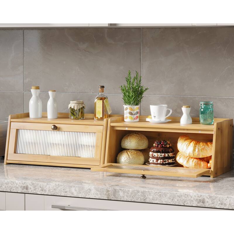 Wooden Bread Box Large Capacity Kitchen Storage Container Bread Holder