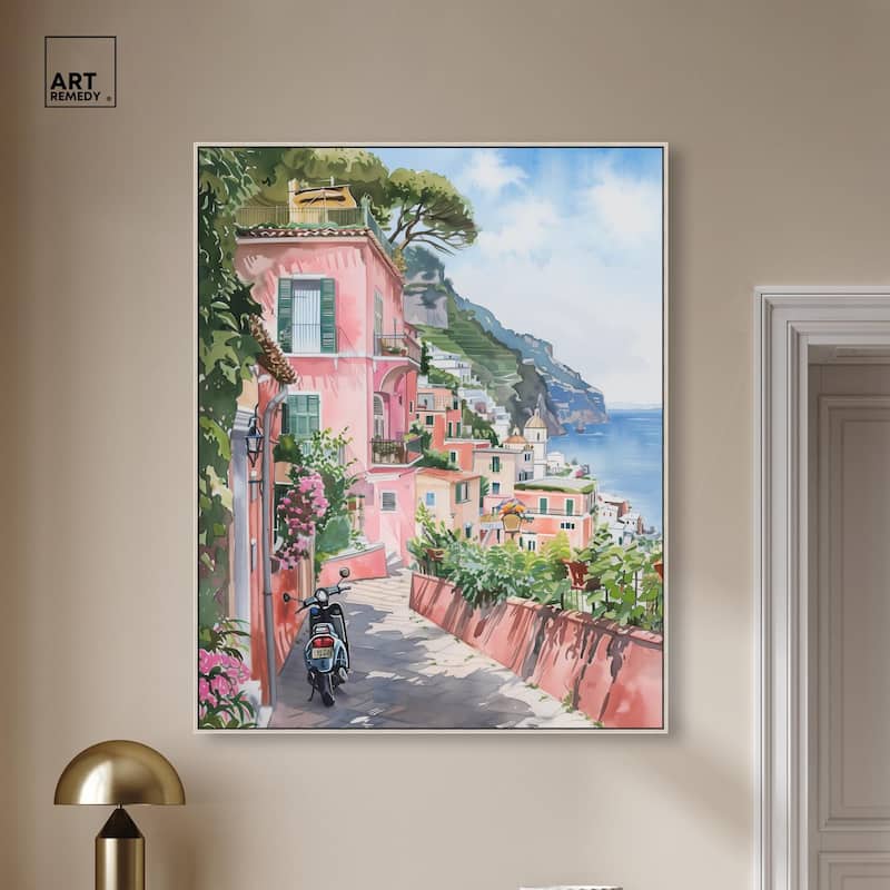 Lush Coastal Villa Canvas by Art Remedy