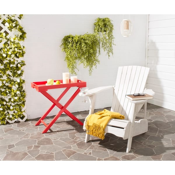 slide 2 of 6, SAFAVIEH Outdoor Living Mopani Adirondack White Acacia Wood Chair - 33.5" W x 37.4" D x 32.7" H White