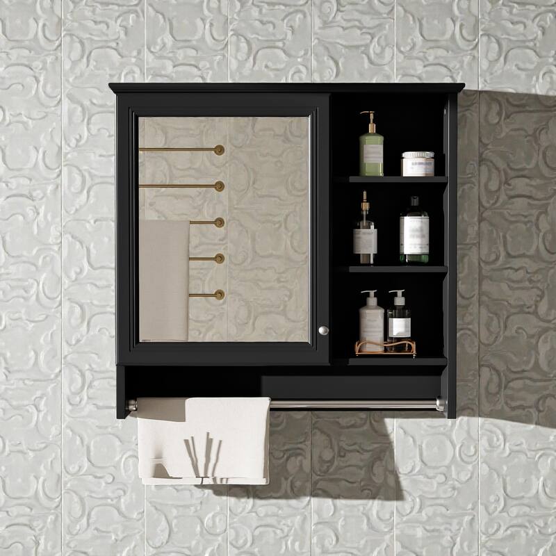 30 Inch Wall Mounted Bathroom Mirror Medicine Cabinet with Adjustable Shelf, Soft Close Hinges, MDF Storage