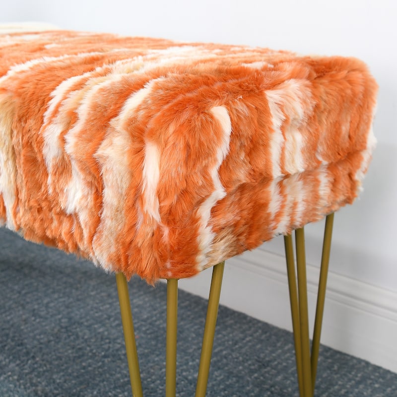 Home Soft Things Soft Fauxfur Ottoman Fuzzy Entryway Bench Seat