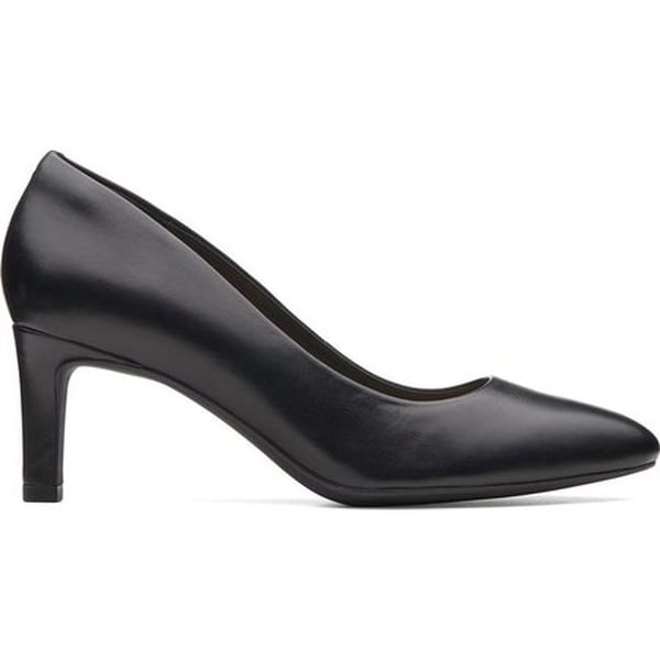 Calla Rose Pump Black Smooth Leather 