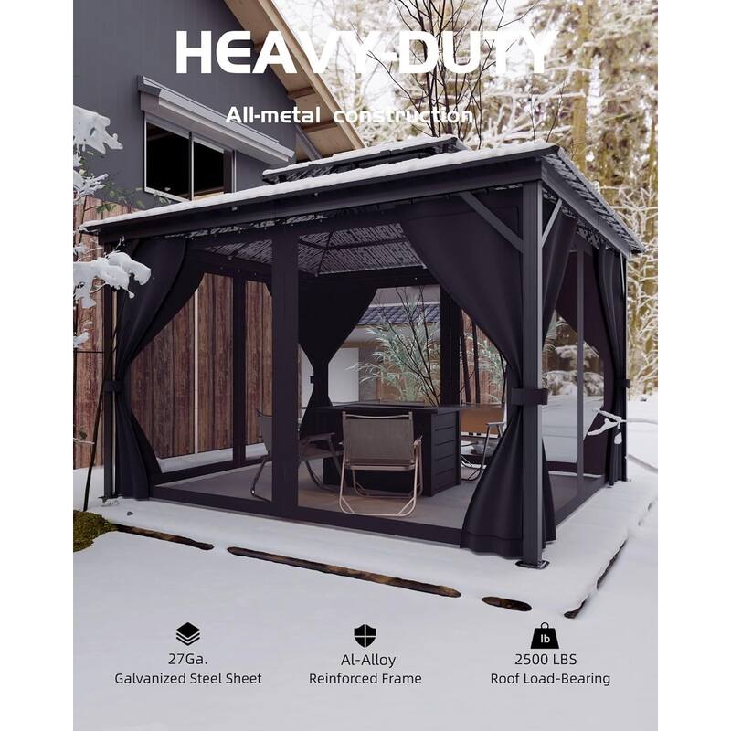10'x12' Hardtop Gazebo for Patio, Deck, Backyard, Lawn, and Garden - 10X12 Ft