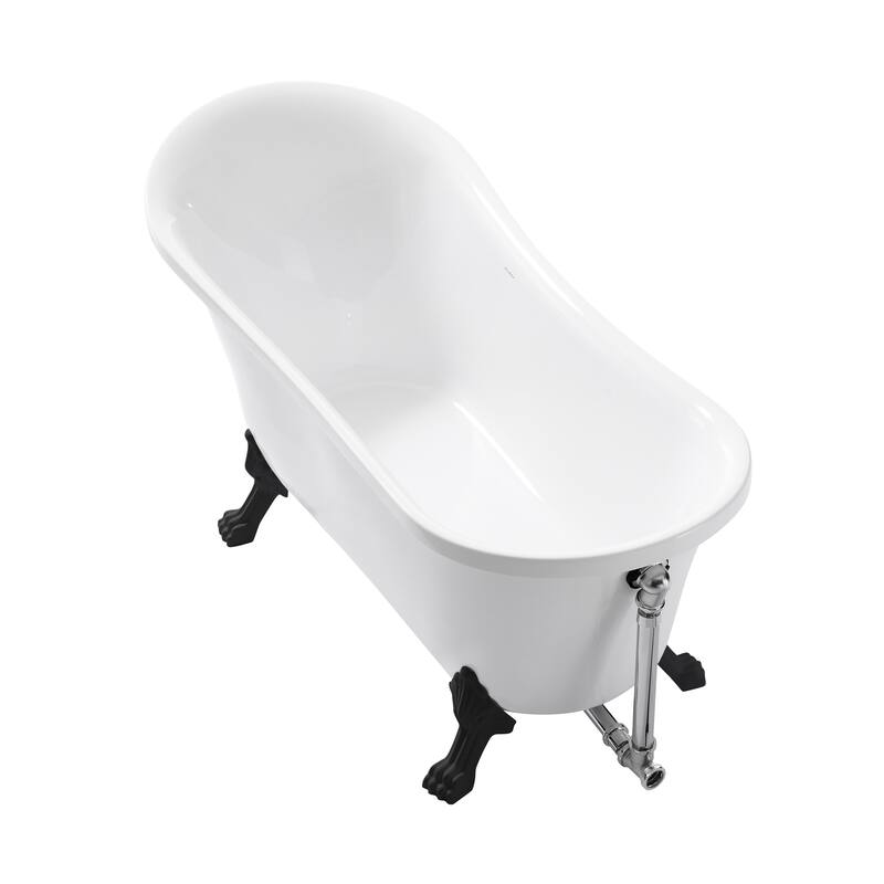 Caché Single Slipper, Clawfoot Soaking Acrylic Bathtub