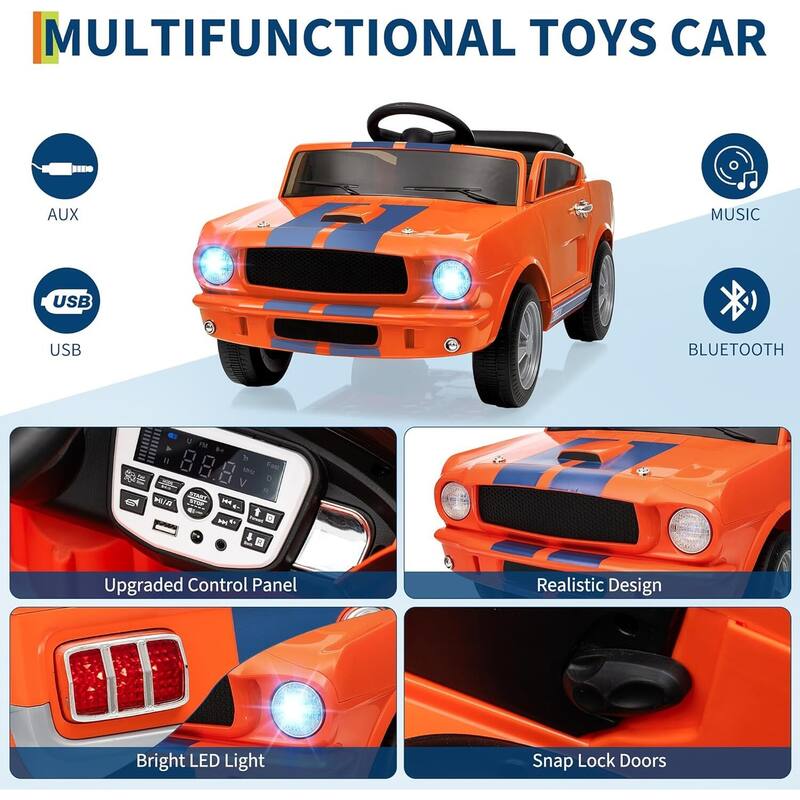 12v Electric Vehicle Licensed Shelby GT350 Ride on Car Toy for Kids Best Gifts