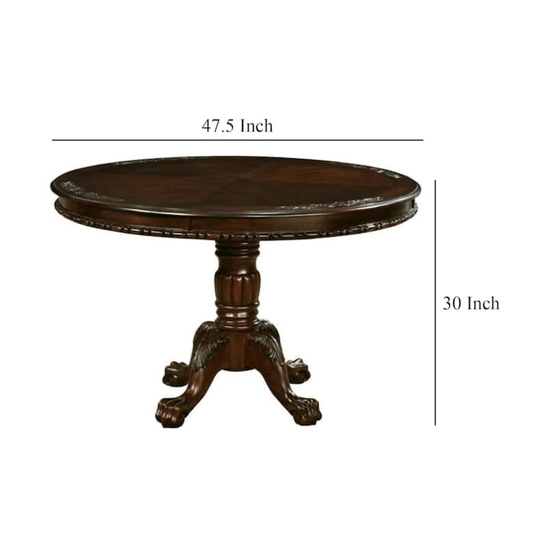 Mina Dining Table, 48 Inch Round Cherry Brown Top w Pedestal Base