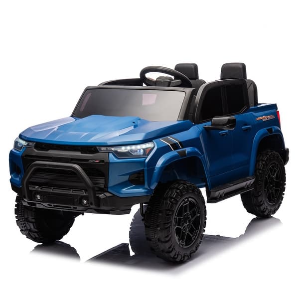 slide 2 of 58, 24V Ride-On Electric Pickup for Kids with USB, Bluetooth, and Parental Control for Ages 3+ Blue