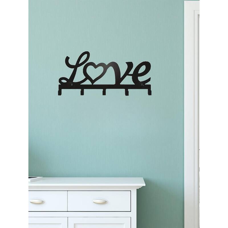 Wall-Mounted Metal Key Rack with Dual Install & Utility Hooks - 6.33" x 2.99"