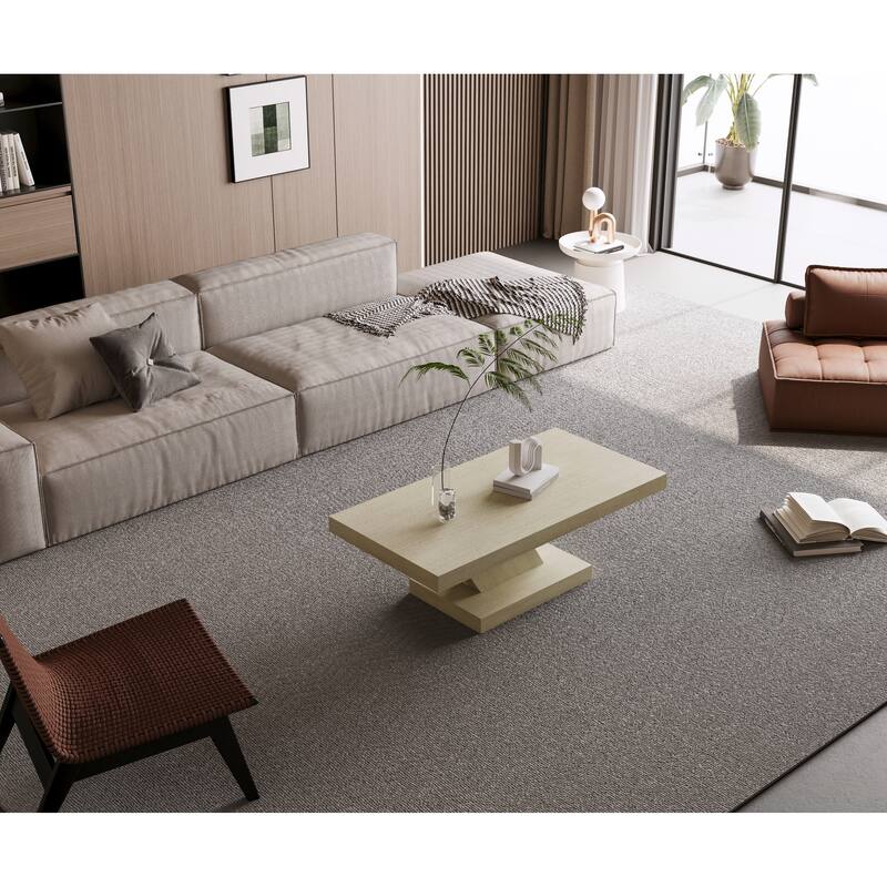 47" Modern Cross Leg Coffee Table, Sturdy X-Shape Design, Solid Wood Veneer, Large Living Room Center Table