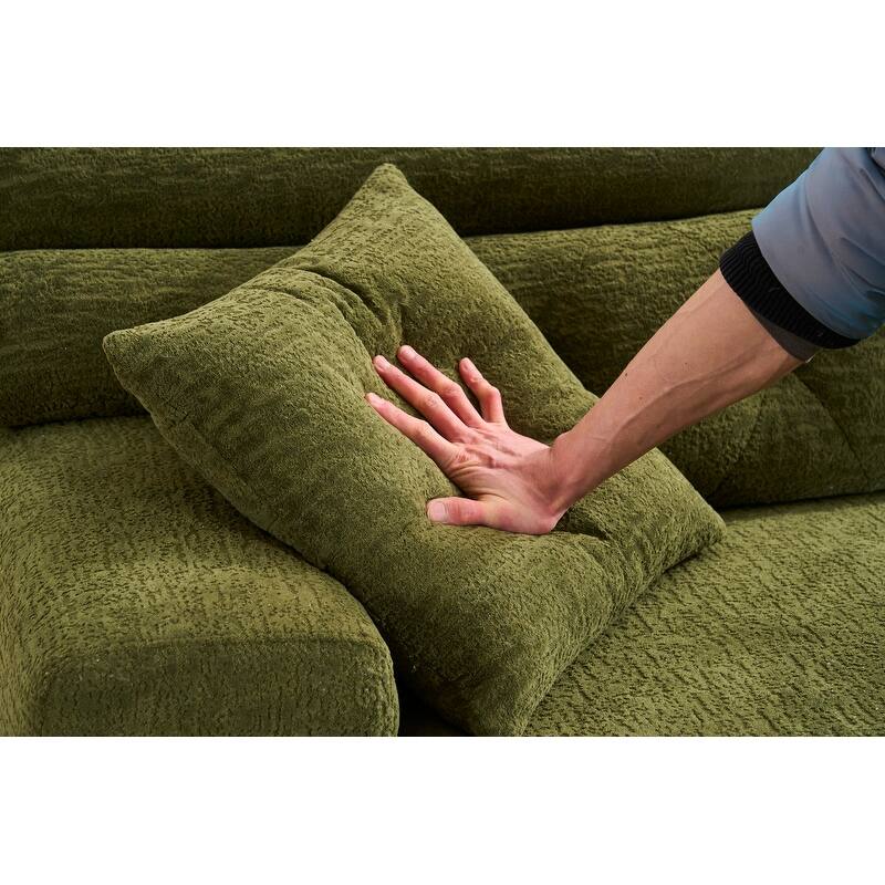 Convertible Chaise Sectional Sofa, Full Compression Sponge L-Shape