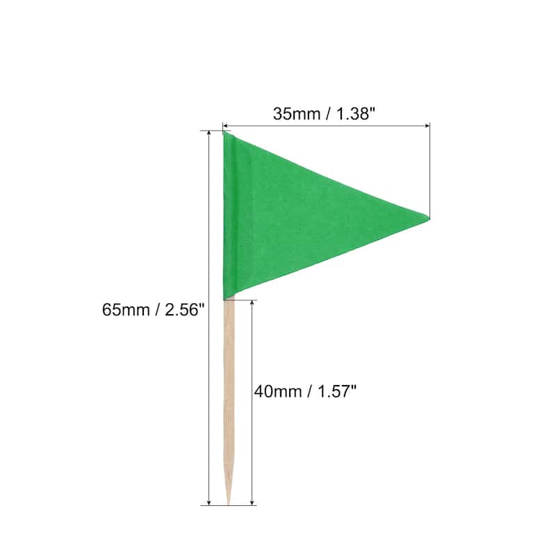 100 Pcs Flag Toothpicks Colored Cake Toppers Cocktail Markers - Green