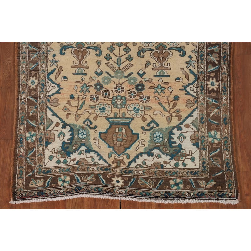 Lilian Persian Vintage Runner Rug Handmade Wool Carpet - 3'8"x 9'7"