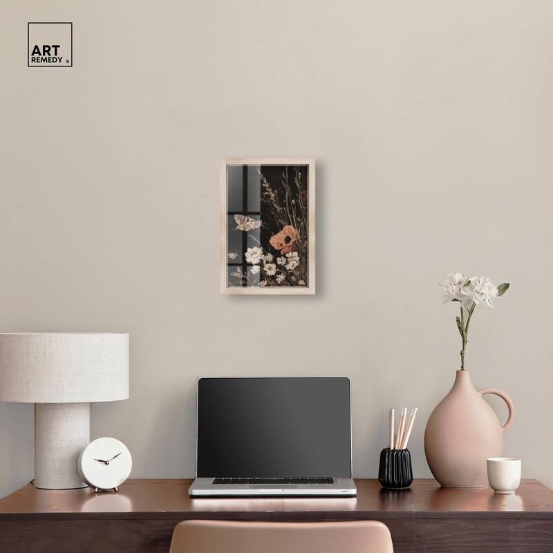 Poppy and Moth II Shadowbox by Art Remedy