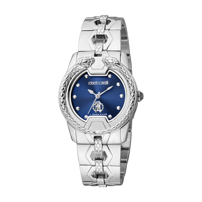 Roberto Cavalli by Franck Muller Women RV1L168M0011 Swiss Quartz Watch - Silver-Tone