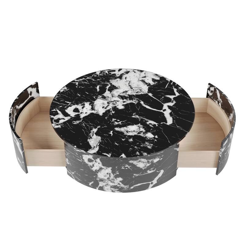 Modern Round Coffee Table with 2 large Drawers