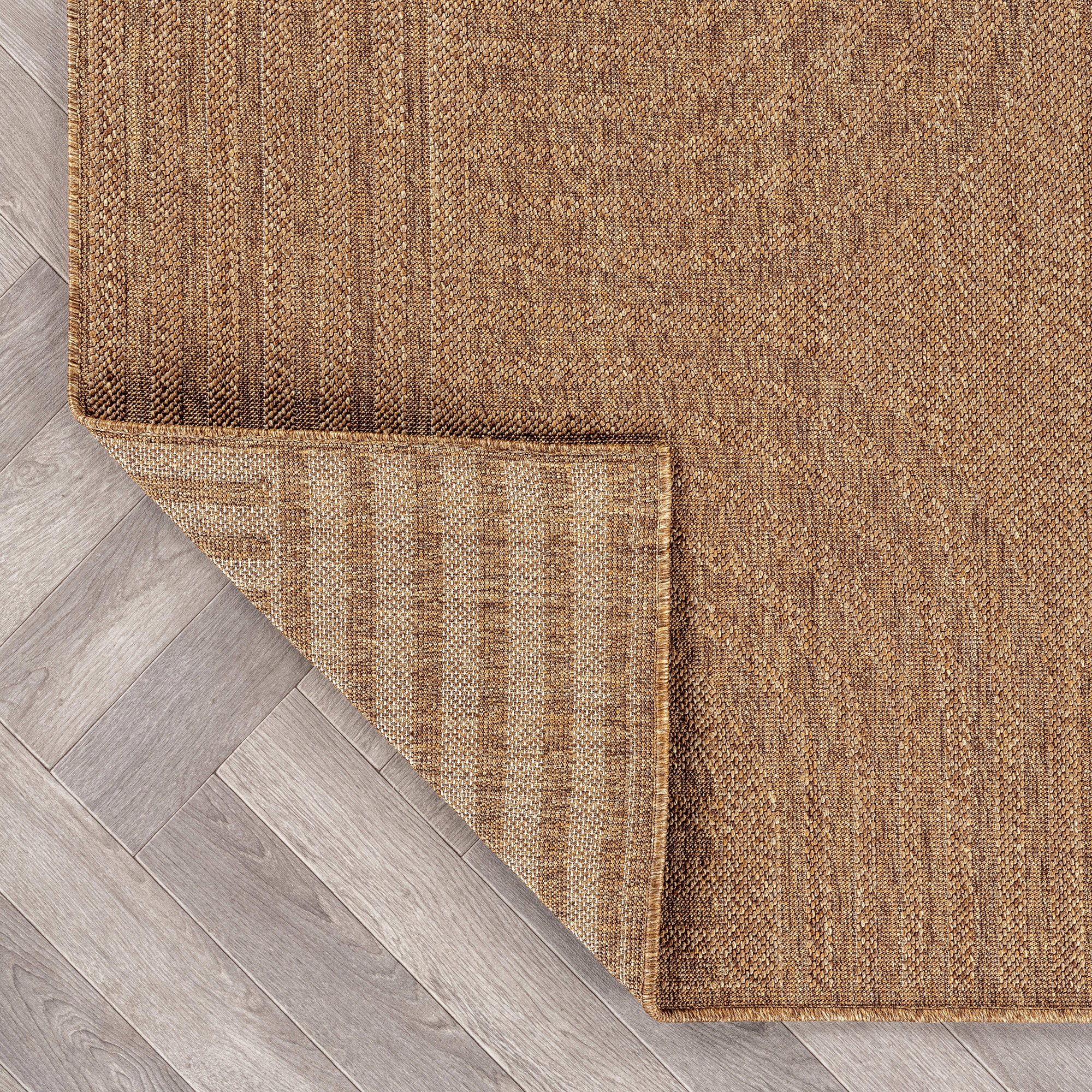 World Rug Gallery Geometric Indoor/Outdoor Flat Woven Area Rug - Natural Jute-Style, Easy-Care Patio Rug for Balcony Patio Deck