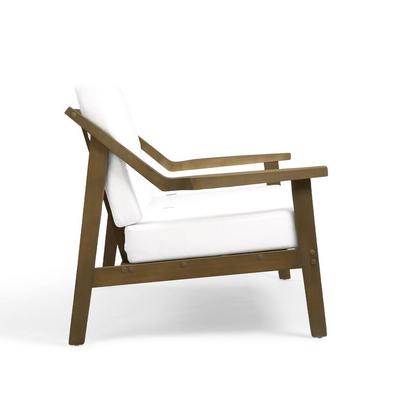 Outdoor Wood Teak Cushioned Patio 2 Seater Loveseat with Coffee Table