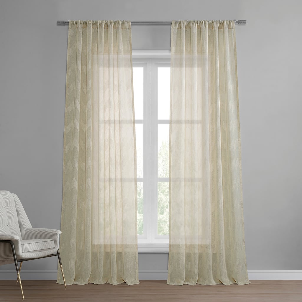 Exclusive Fabrics Suez Designer Embroidered Faux Linen Sheer Curtains ...