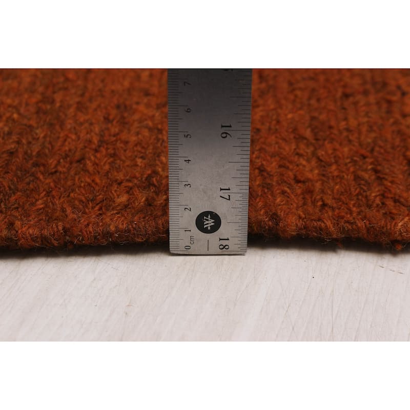 ECARPETGALLERY Flat-Weave Natural Burnt Orange Wool Tapestry Kilim - 6'6 x 6'4