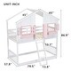 preview thumbnail 7 of 11, Pink+White Twin over Twin Size Wood House Bunk Bed with Roof