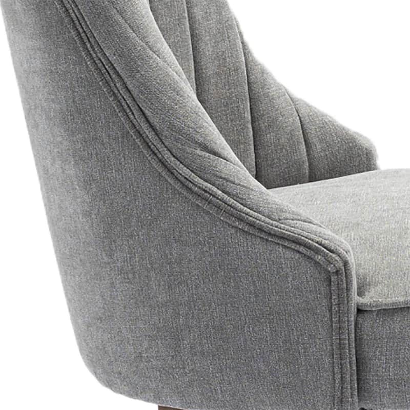 Classic Elegant Set of 2 Rayon Cloth Flocking Linen Fabric Upholstered Dining Chairs