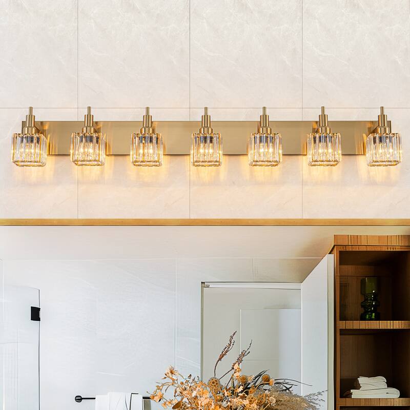 2/3/4-Light Modern Bathroom Crystal Vanity Light Wall Sconces - 51.2 - Gold