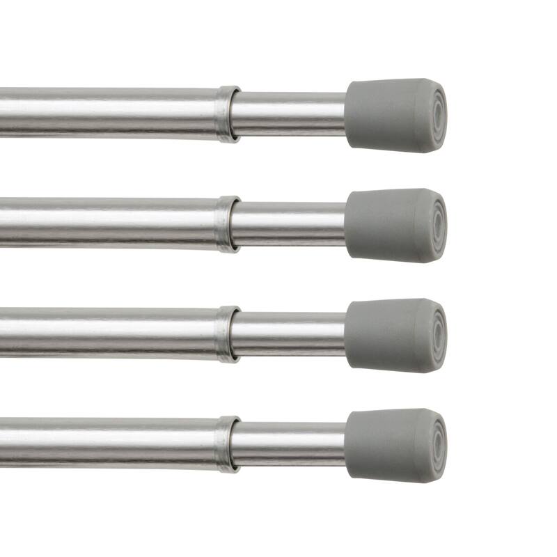 Kenney Fast Fit No Tools 7/16" Spring Tension Rod, 4-Pack - 18-28" - Chrome