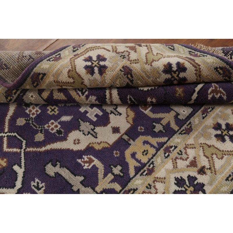 Purple Oushak Indian Rug Handmade Transitional Wool Carpet - 4'1"x 5'11"