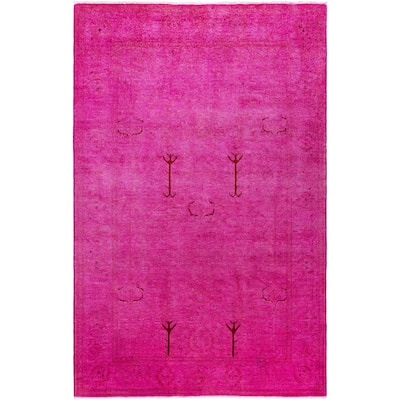 Overdyed One-of-a-Kind Hand-Knotted Area Rug - Pink - 5' 2" x 7' 10"
