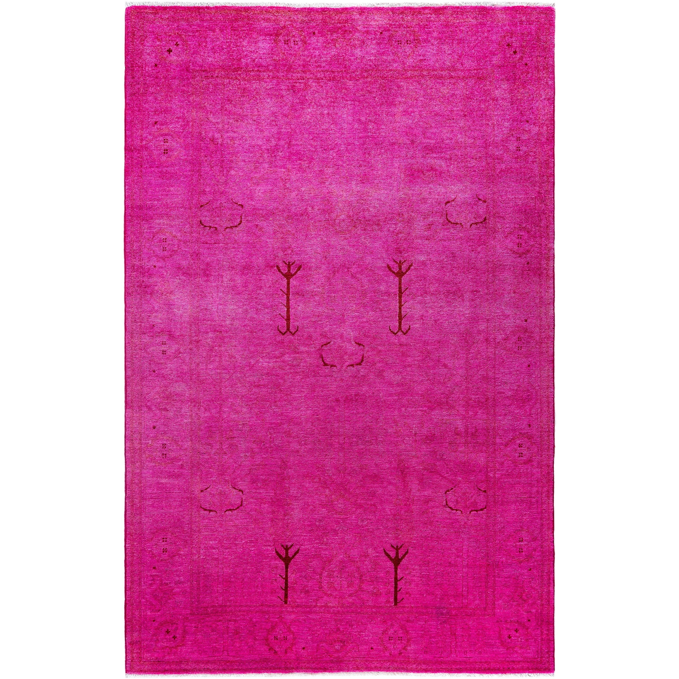 Overdyed One-of-a-Kind Hand-Knotted Area Rug - Pink - 5' 2" x 7' 10"