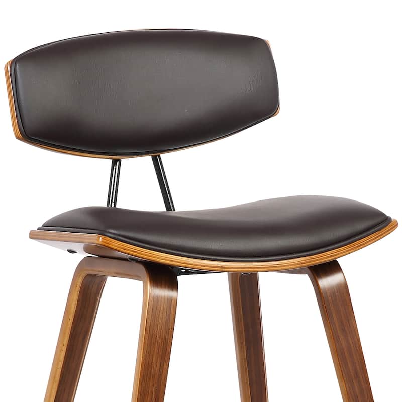 Fox Mid-Century Bar Stool, Upholstered Counter Height Chair with Bentwood Legs