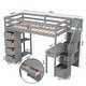 preview thumbnail 14 of 17, Loft Bed Twin with Desk and Storage Stairs, Space-Saving Wood Bed Frame with Drawers and Shelves, for Teens Adults