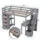 preview thumbnail 38 of 55, Multifunctional Design Loft Bed with Desk, Storage Stairs and Shelves, Efficient space, Twin Size