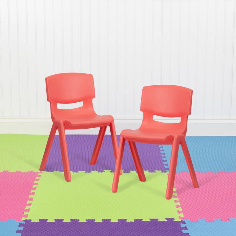 2 Pack Plastic Stack School Chair with 13.25"H Seat, K-2 School Chair - Red