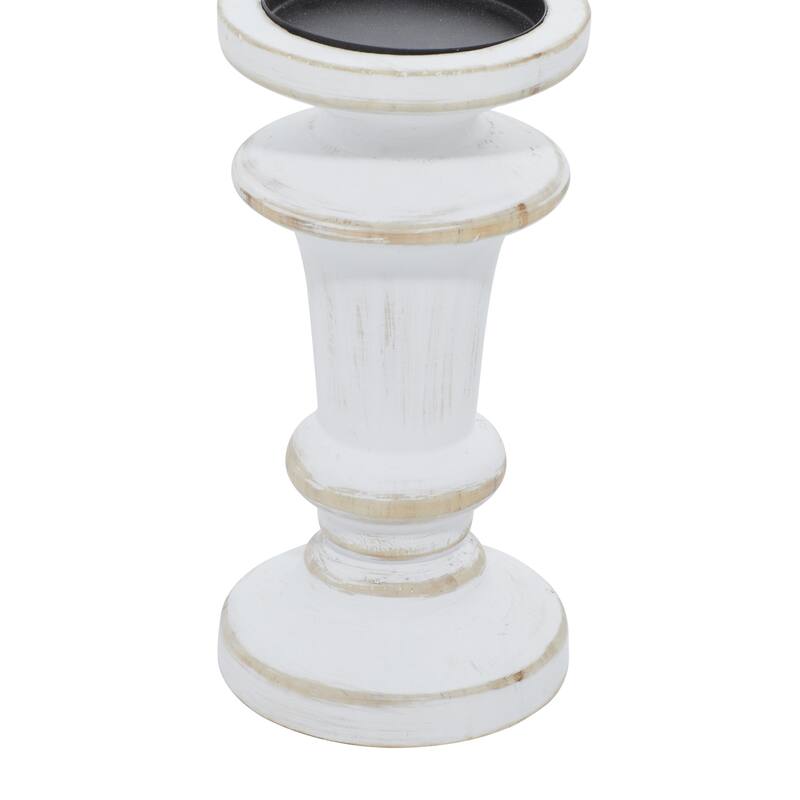 White Wood Decorative Candle Holder (Set of 3)