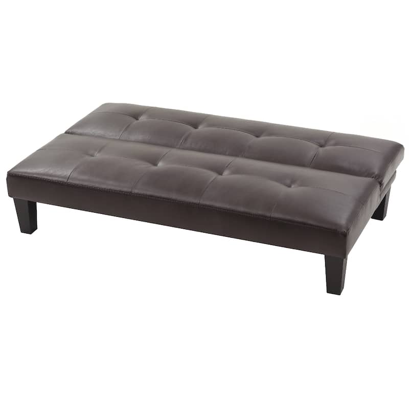 Faux Leather Tufted Straight Armless Sofa - 67" - Dark Brown