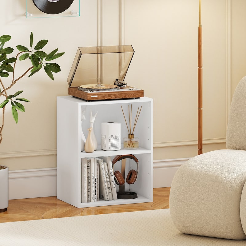 Gymax 2-Cube Bookcase w/ 5-Position Adjustable Shelf Anti-Toppling