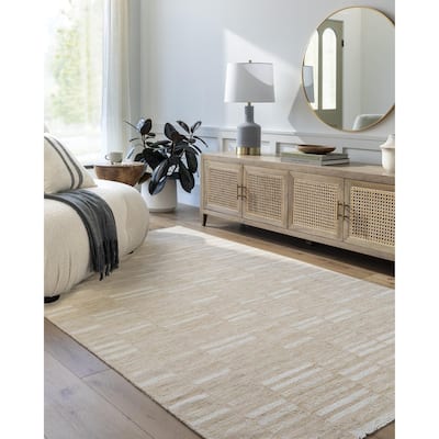 Madilyn Mid-Century Modern Stripe Fringed Area Rug