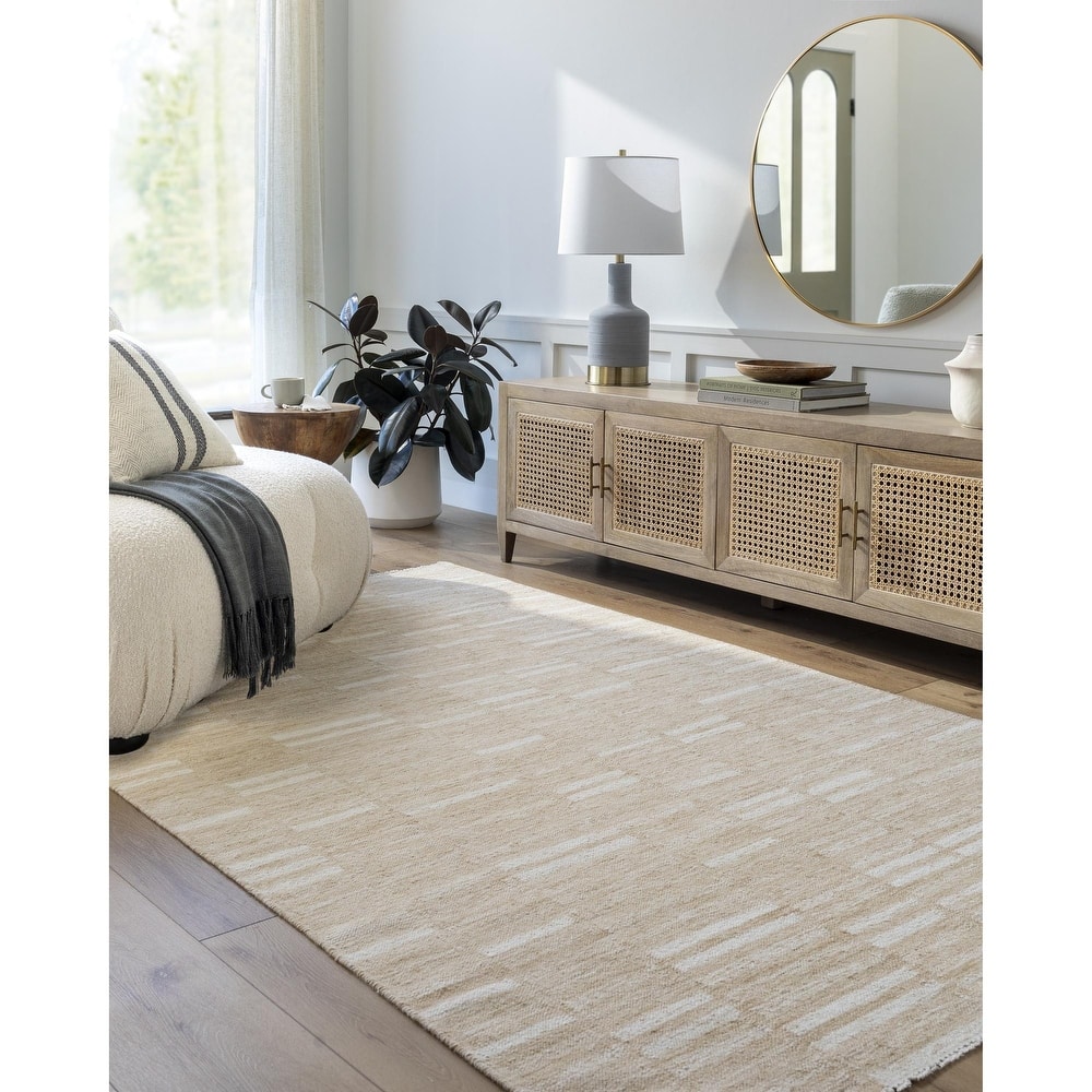 Madilyn Mid-Century Modern Stripe Fringed Area Rug