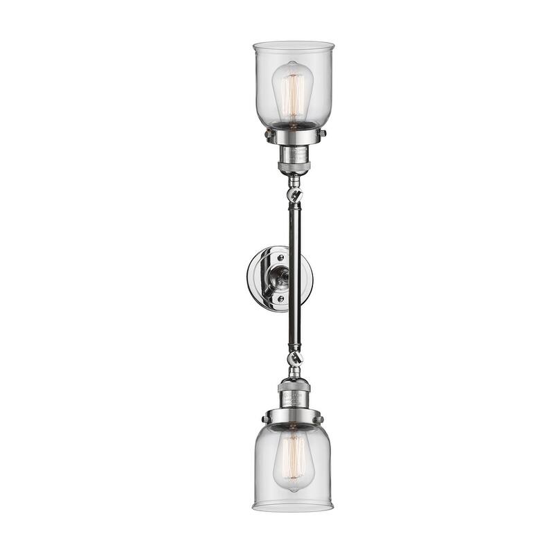 Innovations Lighting Small Bell 2 Light 23" Wide Bathroom Vanity Light - Polished Chrome / Clear