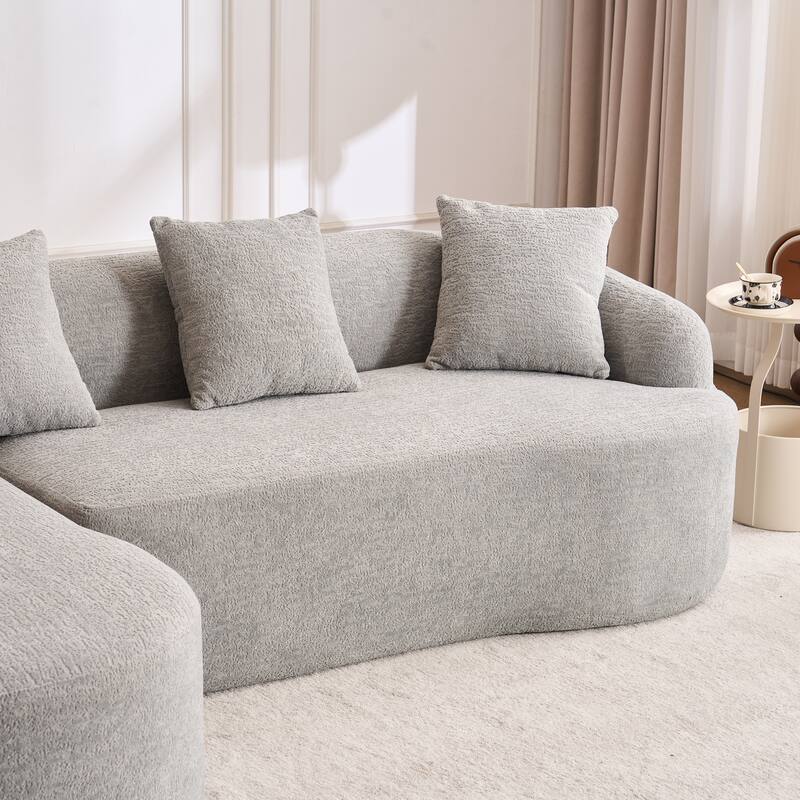 Curved Sectional Sofa L-Shape Modular Chaise Chenille Floor Couch