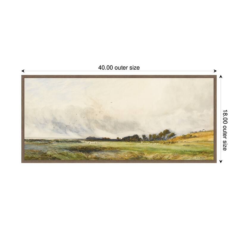 Kate and Laurel Sheep Grazing By The Coast by Henry Andrew Harper by Nostalgia Prints Framed Canvas Wall Art Print